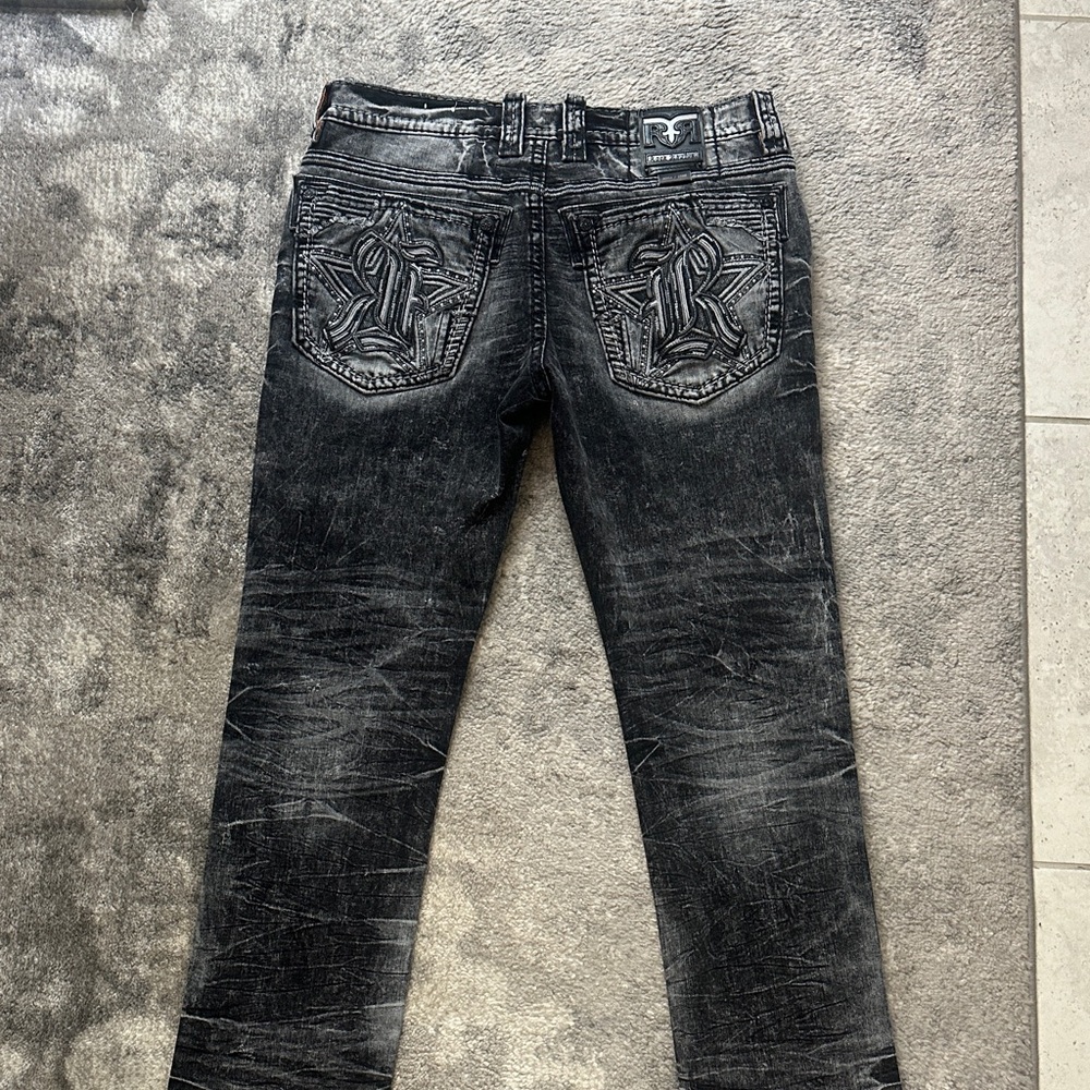 Rock Revival Distressed Black Slim Jeans